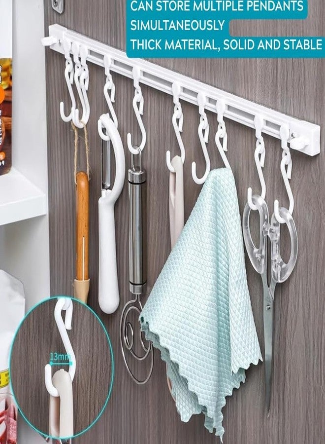 MIXNEX Sliding Rail Hook Rack - 30cm Adhesive Hook Bar for Kitchen, Bathroom, or Over-The-Door Storage - No-Drill Wall Mounted Hanger with Movable Hooks - Space-Saving Organizer Strip - Image 3